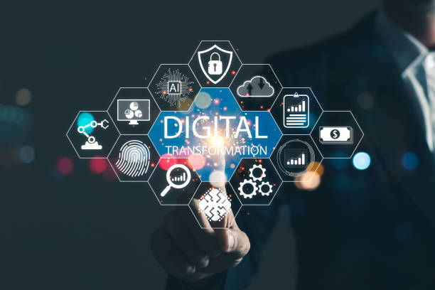 istock Digital transformation technology strategy,the transformation of ideas and the adoption of technology in business in the digital age, enhancing global business capabilities. 1401155021