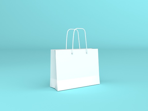 White single shopping bag concept 3d illustration