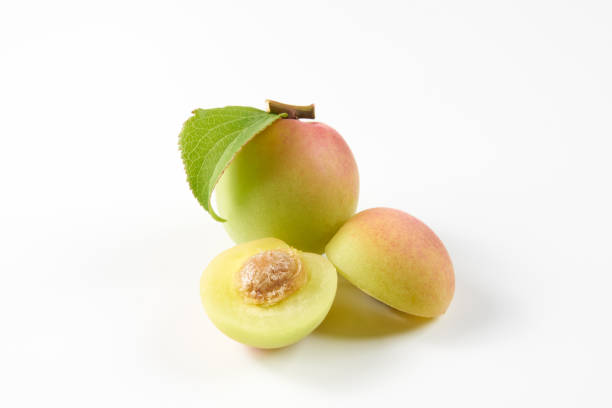 Japanese apricot fruit on a white background