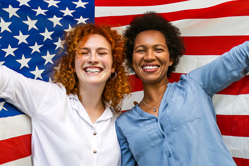 Girlfriends celebrating the 4th of July