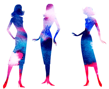 vector watercolor women silhouettes