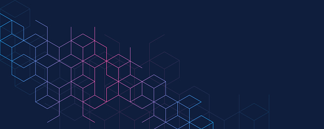 Abstract geometric background with isometric digital blocks. Blockchain concept and modern technology. Vector illustration