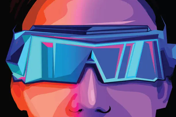 Vector illustration of Virtual glasses and virtual reality