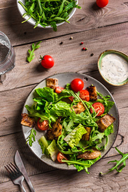 BLT Salad with bacon, lettuce, tomatoes stock photo