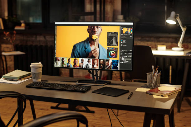 istock Workplace of graphic designer at office 1401168946