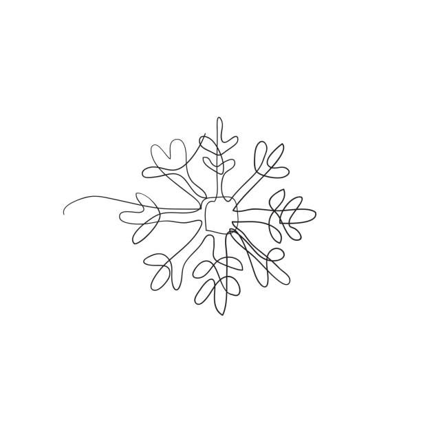 ilustraciones, imágenes clip art, dibujos animados e iconos de stock de línea continua dibujo copos de nieve ilustración vector - white mid air rain wind