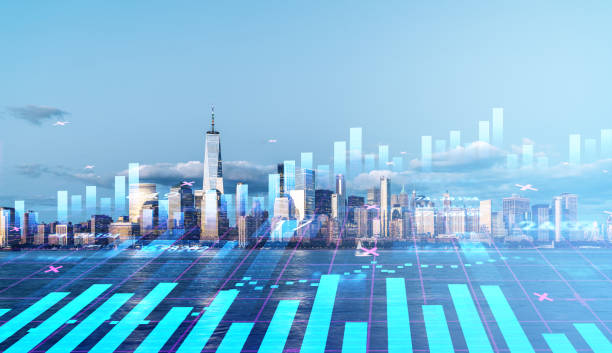 istock New York city skyscrapers downtown and financial digital interface 1401172458
