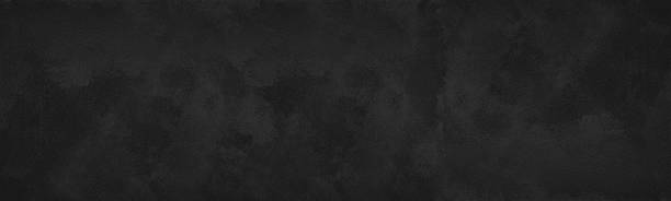 istock Black plaster wide panoramic texture. Dark gloomy grunge abstract textured background 1401172571