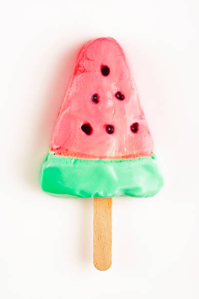 Watermelon shaped ice cream pop