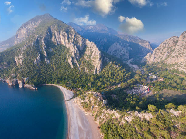 Amazing aerial view of Olympos and Cirali in Antalya Amazing aerial view of Olympos and Cirali in Antalya cirali stock pictures, royalty-free photos & images