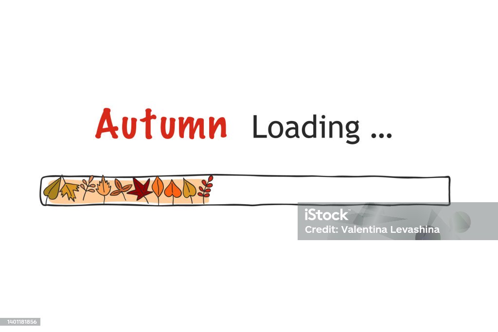 Fall Loadin Loading Bar Autumn Leaf Hand Drawn Doodle Load Bar Fall Sketch Vector ...