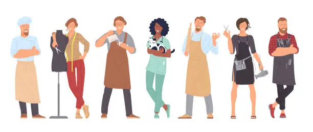 Vector illustration of Small business owners and stuff.