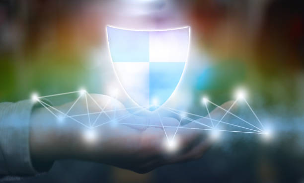 istock Shield protection on businessman hand in privacy technology concept 1401188916