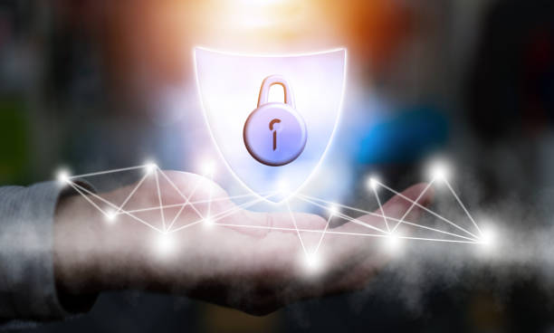 istock Shield protection on businessman hand in privacy technology concept 1401188928