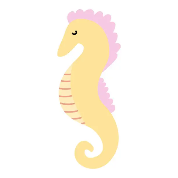 Vector illustration of Funny sun seahorse cartoon character vector illustration