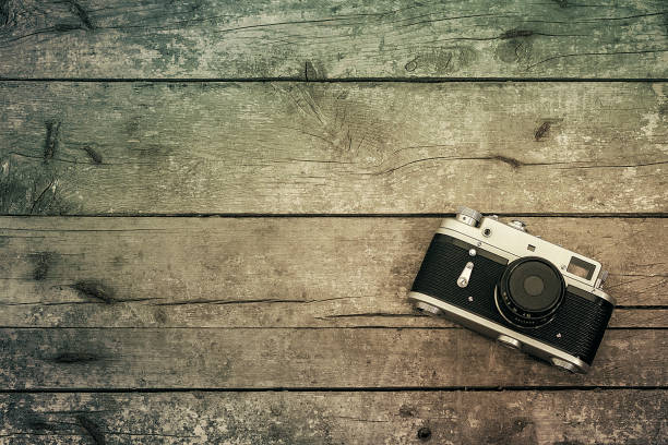 Old photographic equipment, can be used as a background, web banner with space for text