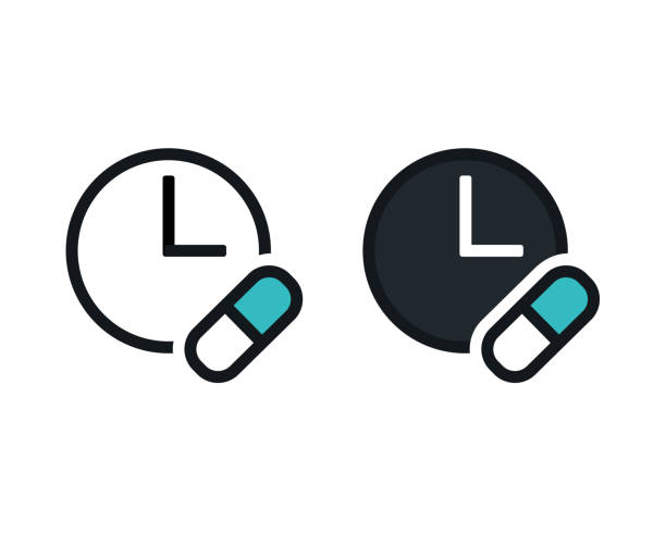 ilustrações de stock, clip art, desenhos animados e ícones de time to take medicine. vector illustration - dose