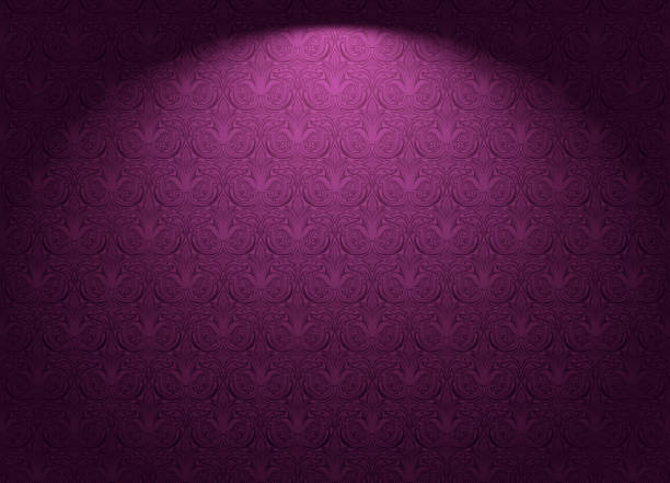 королевский, винтажный, готический горизонтальный фон в темно-фиолетовом цвете, марсала, фиолетовый с классическим античным орнаментом, ро - wallpaper pattern silk pattern rococo style stock illustrations