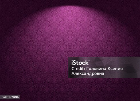 istock Royal, vintage, Gothic horizontal background in dark violet, marsala, purple with a classic antique ornament, Rococo. Vector illustration 1401197484