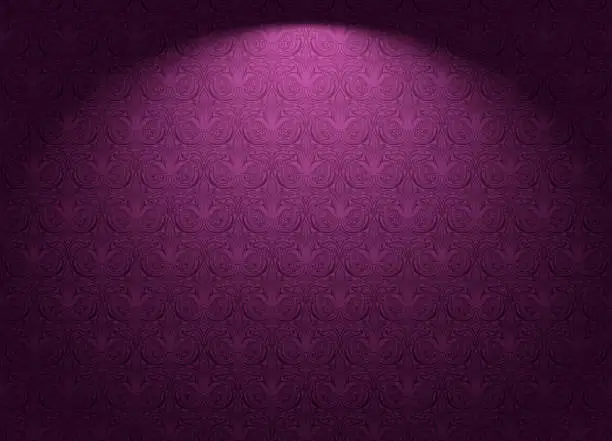 Vector illustration of Royal, vintage, Gothic horizontal background in dark violet, marsala, purple with a classic antique ornament, Rococo. Vector illustration