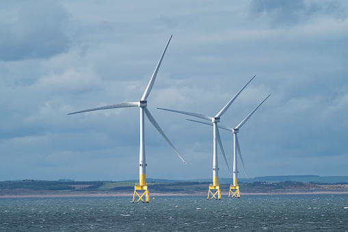 Part of the offshore wind farm in Aberdeen bay, Scotland