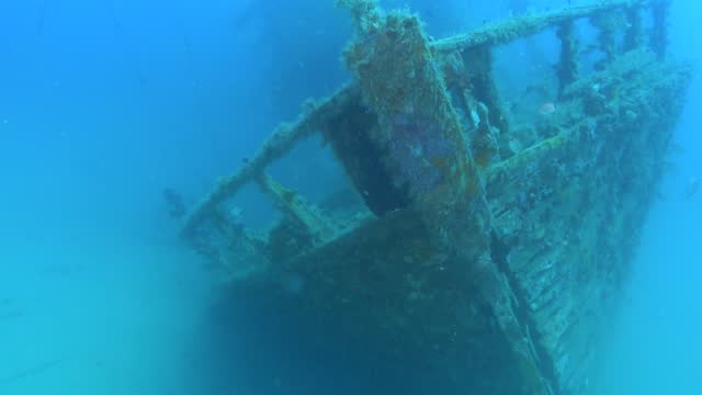 Deep underwater scene - Shipwreck at the seabed