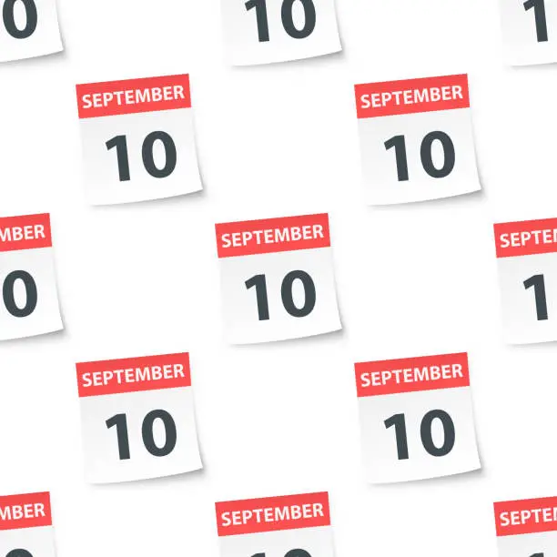 Vector illustration of September 10 - Daily Calendar seamless pattern