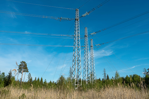 Insulator and power line from a nuclear power plant that supplies electricity in Sweden.