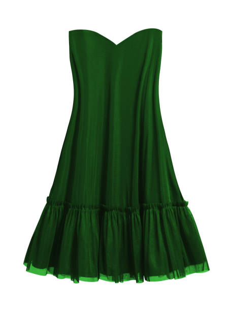 istock Dark green evening strapless dress isolated white 1401212534