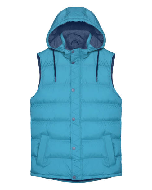 istock Light blue sleeveless vest with hood isolated on white 1401212537