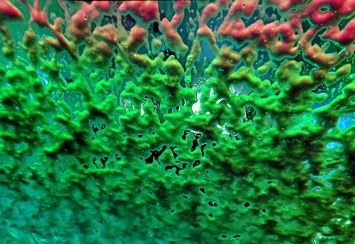 Green soapy suds at car wash.