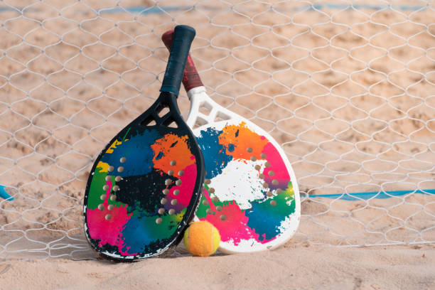 istock Beach tennis racket and ball 1401219253