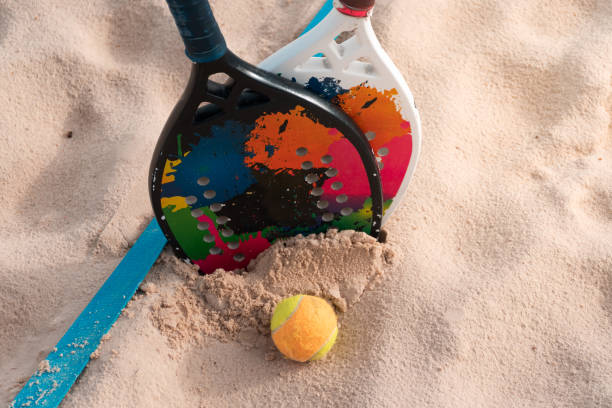 istock Beach tennis racket and ball 1401219254