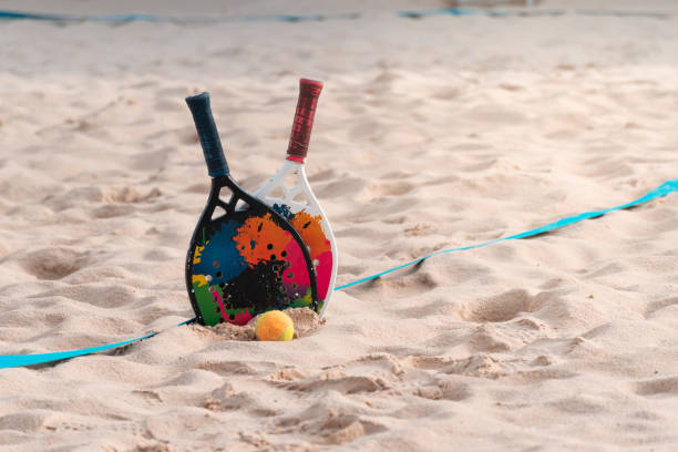 istock Beach tennis racket and ball 1401219255