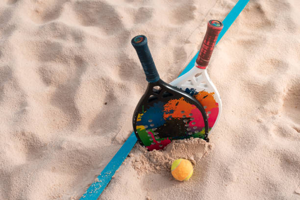 istock Beach tennis racket and ball 1401219257