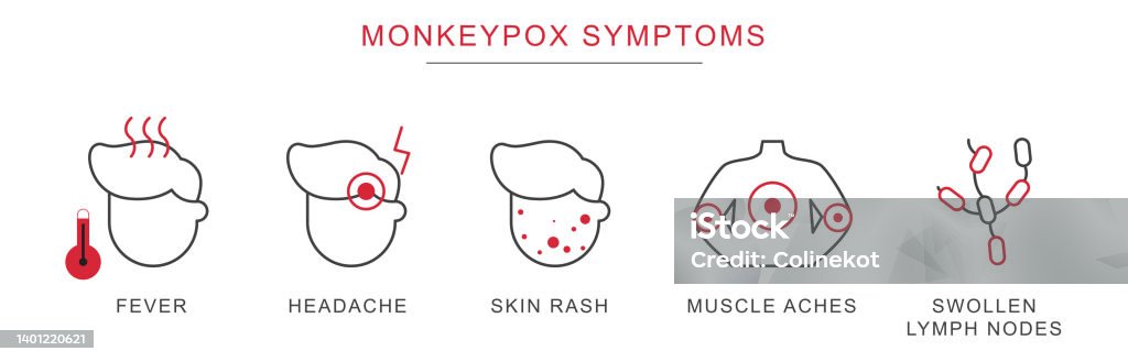 Monkeypox symptoms outline vector - Royalty-free Varíola dos Macacos arte vetorial
