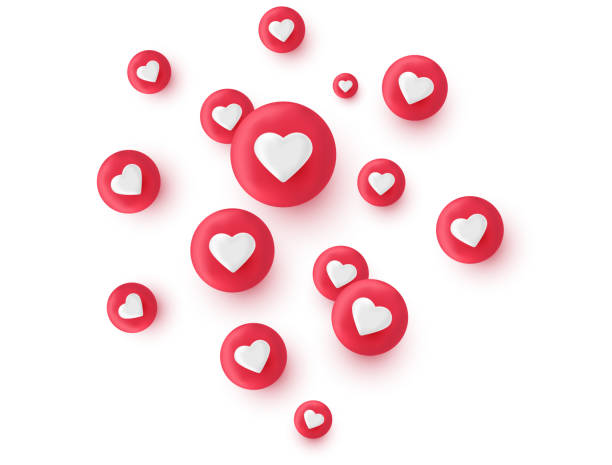 3d рендеринг как набор иконок. пузырь социальных сетей с сердцем. элемент любви. кнопка "комментарий". тег общего доступа. обратите внимание н - emoticon stock illustrations