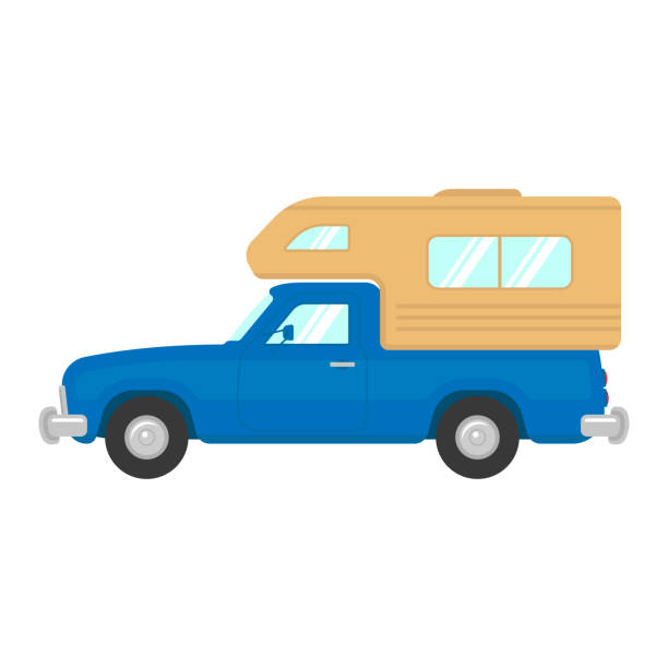 istock Camper pickup truck icon. Motorhome. Color silhouette. Side view. Vector simple flat graphic illustration. Isolated object on a white background. Isolate. 1401227037