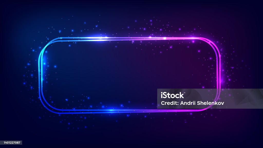 Neon Rounded Rectangle Frame Design Neon Double Rounded Rectangular Frame Stock Illustration - Download ...