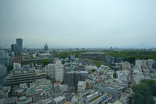 It is a view from a certain skyscraper in Shibuya Ward that I visited for a certain business, the shooting data is June 2022, Shibuya Ward, Tokyo, Japan.