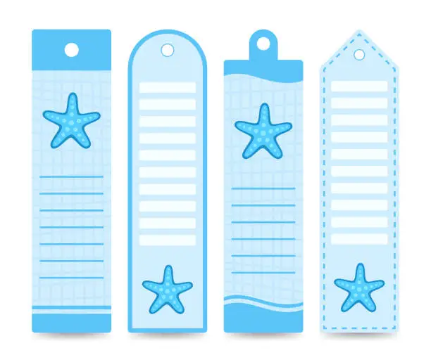 Vector illustration of Set of colored bookmarks with Starfish