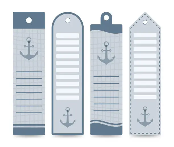 Vector illustration of Set of colored bookmarks with Anchor