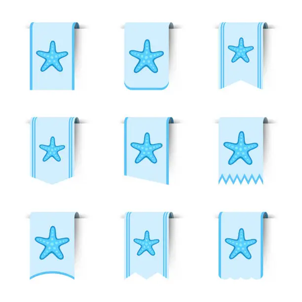 Vector illustration of Set of colored bookmarks with Starfish