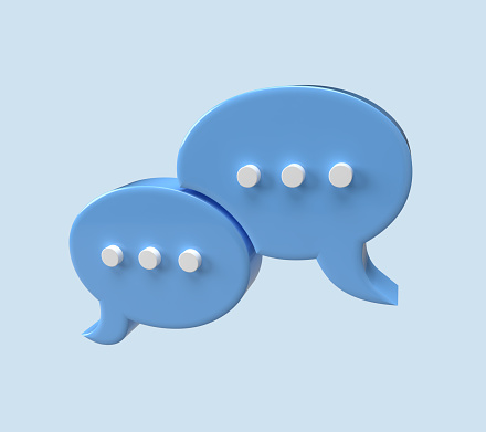blue bubble chat icon 3d render
