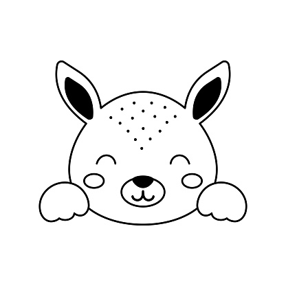 Cute kangaroo head in Scandinavian style. Animal face for kids t-shirts, wear, nursery decoration, greeting cards, invitations, poster, house interior. Vector stock illustration