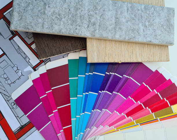 istock Color palette building materials and renovation planning 1401239883