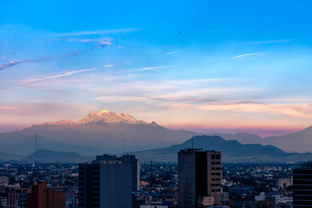 istock Mexico City downtown with volcanoes 1401243275