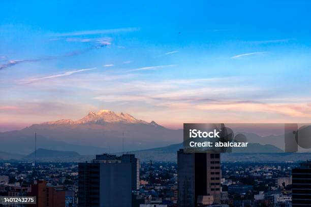 Mexico City Downtown With Volcanoes Stock Photo - Download Image Now - Aerial View, Architecture, Building Exterior