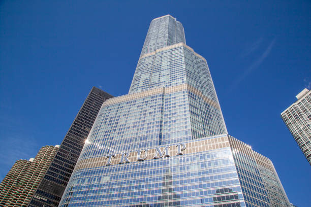 Chicago, Illinois, USA - March 28, 2022: Trump International Hotel building in Chicago. Trump International Hotel is a skyscraper condo-hotel.