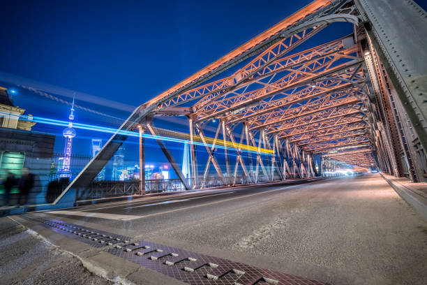 istock Vehicle light trails at WaiBaiDu bridge 1401247067